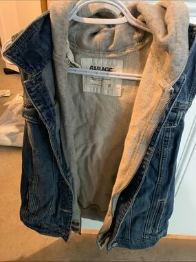 Garage Blue Denim Jacket with Beige Hood Lining
